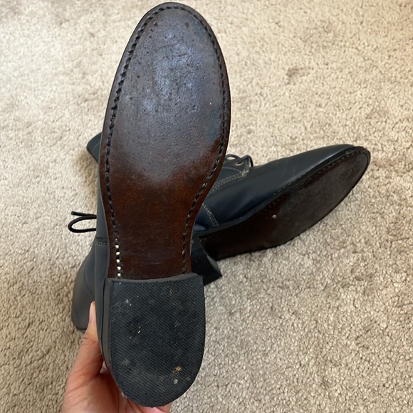Beautiful Vintage Grey Gray Mid Calf Laceup Leather Doc Style Moto Riding Boots - Picture 9 of 11